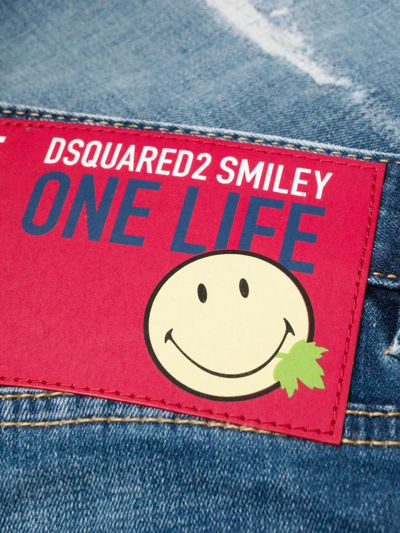 Shop Dsquared2 Smiley Boston Straight-leg Jeans In Blue