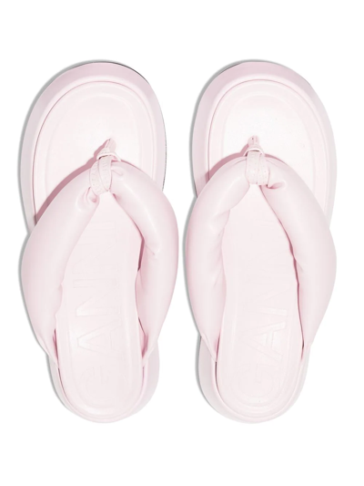 Shop Ganni Padded Thong Sandals In Rosa