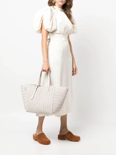 Shop Anya Hindmarch Woven Leather Tote Bag In Nude