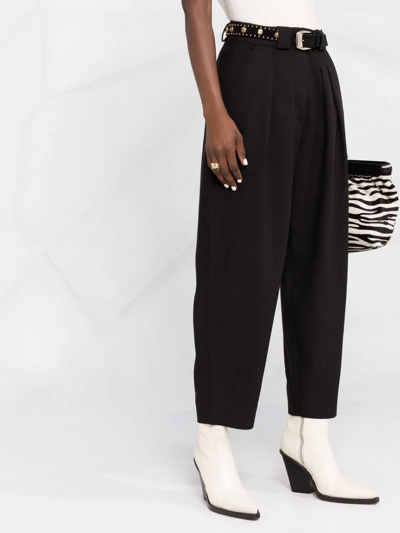 Frame Pleated High-waisted Trousers In Schwarz