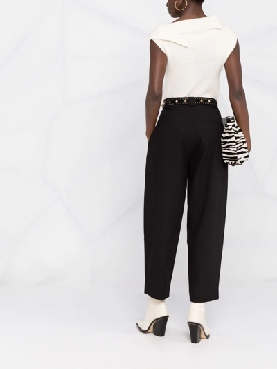 Frame Pleated High-waisted Trousers In Schwarz
