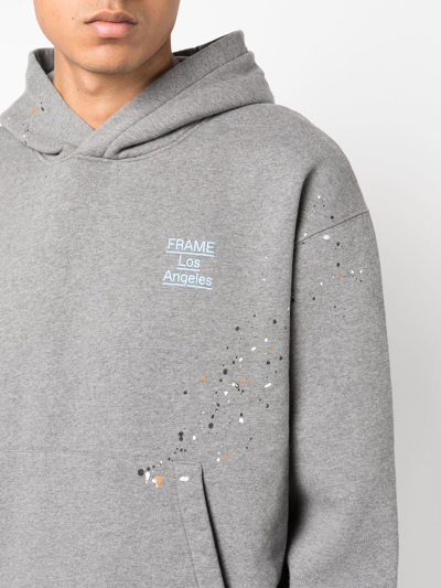 Shop Frame Logo Paint-splatter Hoodie In Grau