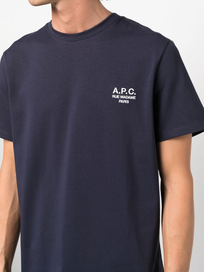 Shop Apc Logo-print Short-sleeve T-shirt In Blau