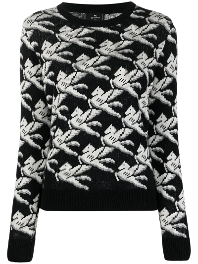 Shop Etro Intarsia-knit Motif Jumper In Schwarz