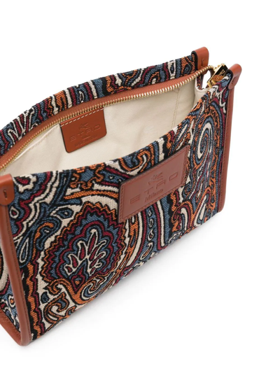 Shop Etro Paisley-print Clutch Bag In Braun