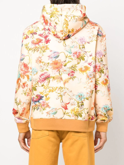 Shop Etro Floral-print Cotton Hoodie In Gelb