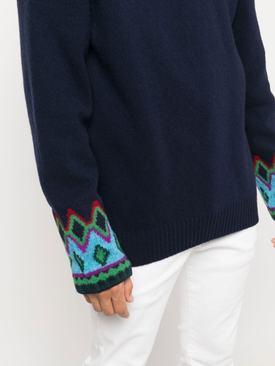Shop Etro Intarsia-knit Virgin-wool Jumper In Blau