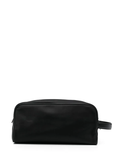 Shop Dolce & Gabbana Logo-tag Leather Toiletry Bag In Schwarz