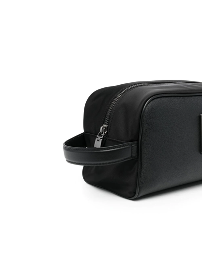 Shop Dolce & Gabbana Logo-tag Leather Toiletry Bag In Schwarz