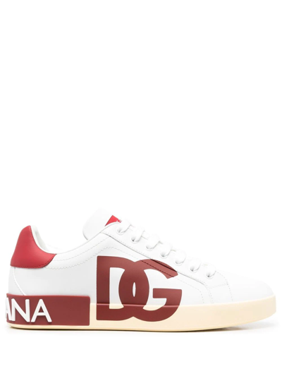 Shop Dolce & Gabbana Logo-print Lace-up Sneakers In White