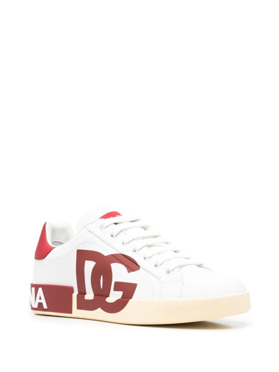 Shop Dolce & Gabbana Logo-print Lace-up Sneakers In White