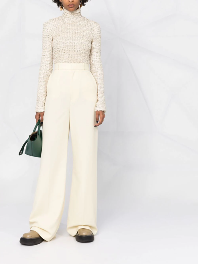 Shop Del Core High-waisted Wide-leg Trousers In Nude