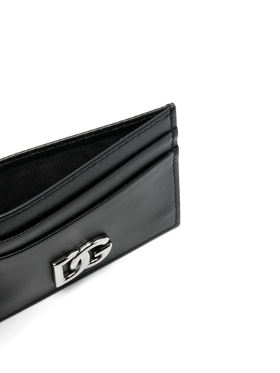 Dolce & Gabbana Logo-plaque Leather Cardholder In Schwarz