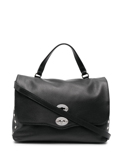 Zanellato Medium Postina Leather Shoulder Bag In Black