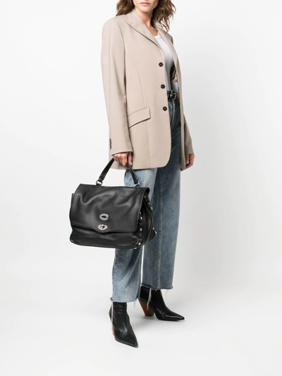 Zanellato Medium Postina Leather Shoulder Bag In Black