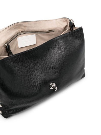 Zanellato Medium Postina Leather Shoulder Bag In Black