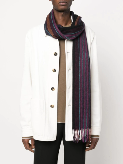 Ps By Paul Smith Stripe Detail Fringed Scarf In Multicolor | ModeSens