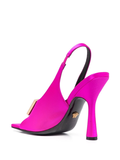 Shop Versace Medusa-plaque Slingback Sandals In Pink