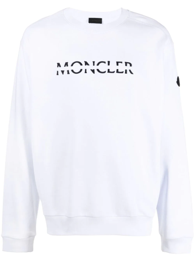 Shop Moncler Logo-embroidered Cotton Sweatshirt In Weiss