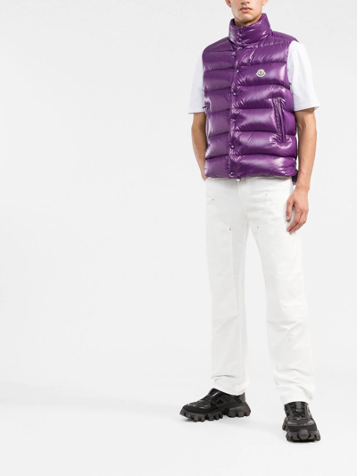 Shop Moncler Tibb Logo-patch Padded Gilet In Violett