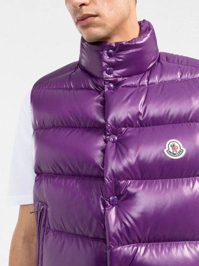 Shop Moncler Tibb Logo-patch Padded Gilet In Violett