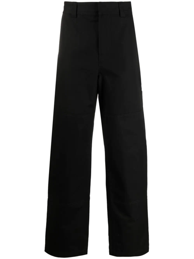 Shop Off-white Diag Stripe Straight-leg Trousers In Schwarz