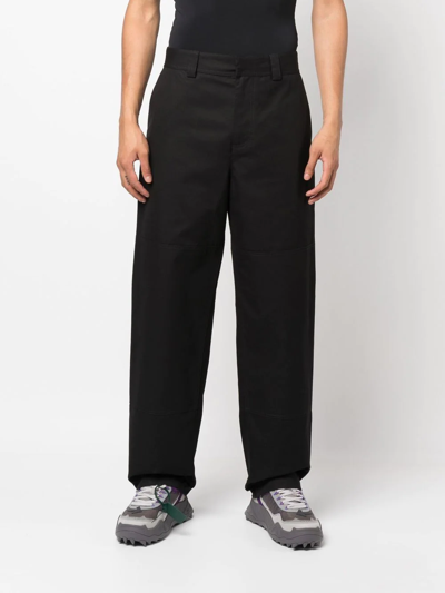 Shop Off-white Diag Stripe Straight-leg Trousers In Schwarz