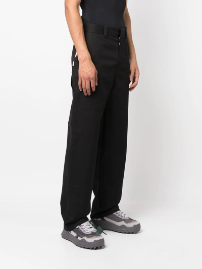 Shop Off-white Diag Stripe Straight-leg Trousers In Schwarz