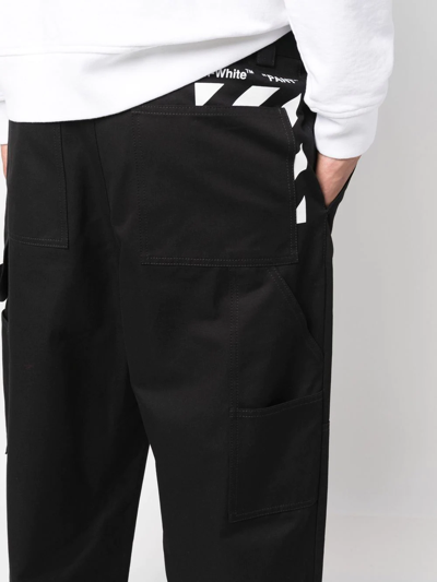 Shop Off-white Diag Stripe Straight-leg Trousers In Schwarz