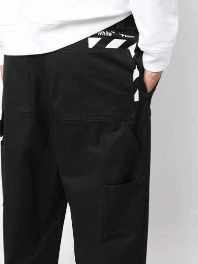 Off-white Diag-embroidered Cotton Track Pants In Schwarz