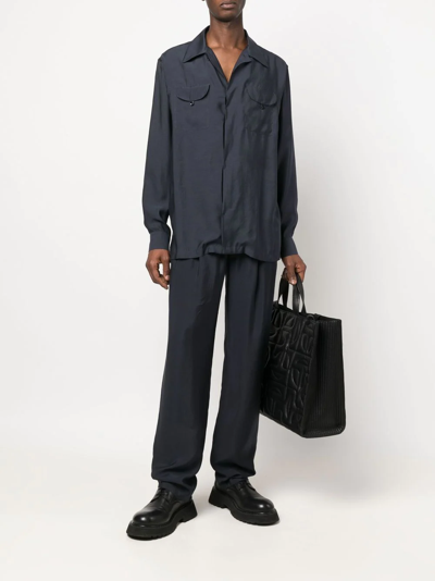 Giorgio Armani Long-sleeve Button-up Shirt In Blau