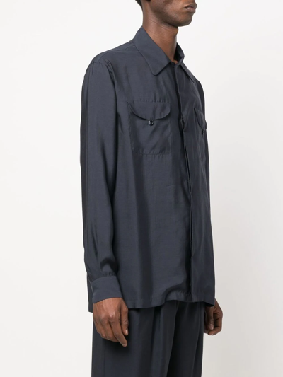 Shop Giorgio Armani Long-sleeve Button-up Shirt In Blau