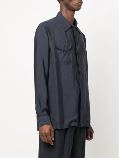 Giorgio Armani Long-sleeve Button-up Shirt In Blau