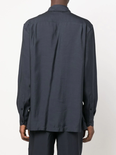 Giorgio Armani Long-sleeve Button-up Shirt In Blau
