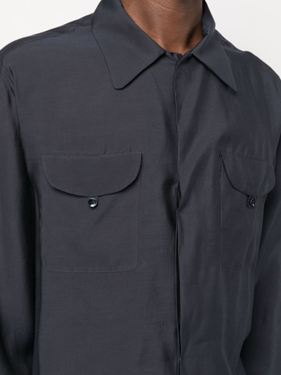 Shop Giorgio Armani Long-sleeve Button-up Shirt In Blau