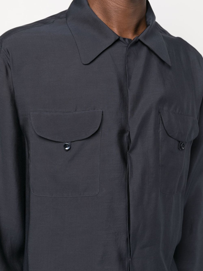 Giorgio Armani Long-sleeve Button-up Shirt In Blau