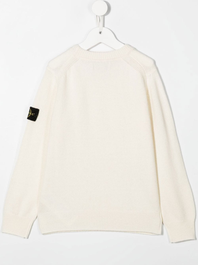 Shop Stone Island Junior Knitted Logo-patch Jumper In Nude