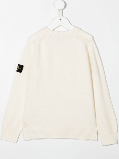Stone Island Knitted Logo-patch Jumper In Nude