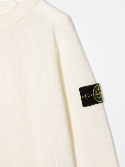 Stone Island Knitted Logo-patch Jumper In Nude
