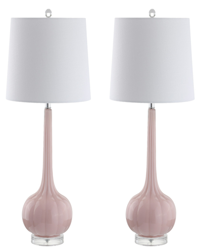 Shop Jonathan Y Bette Teardrop Led Table Lamp, Set Of 2 In Pink