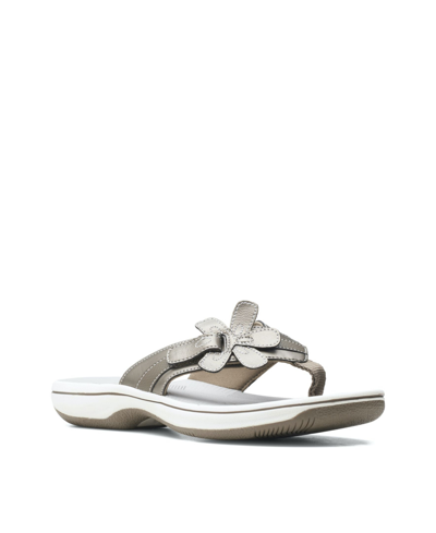 Shop Clarks Women's Cloudsteppers Brinkley Flora Sandals In Pewter Synthetic