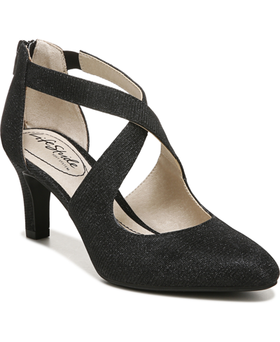 Shop Lifestride Giovanna 3 Pumps Women's Shoes In Black Shimmer Fabric