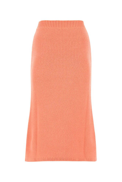 Shop Chloé Knit Midi Skirt In Orange