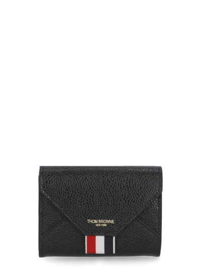 Shop Thom Browne Stripe Detailed Envelope Card Case In Black