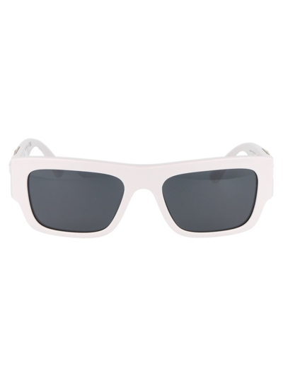Shop Versace Eyewear Rectangular Frame Sunglasses In White