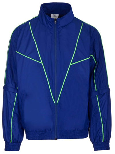 Shop Vetements Logo Patch Zipped Track Jacket In Blue