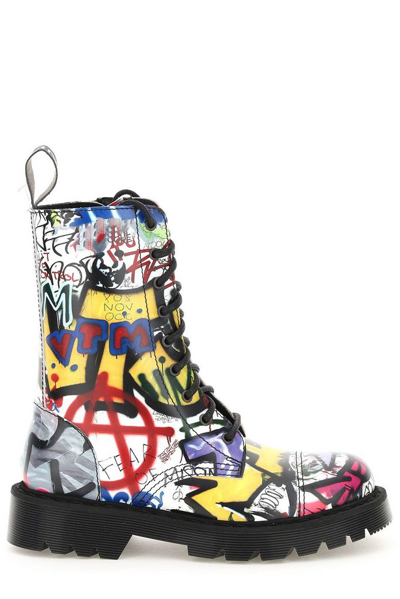 Shop Vetements Allover Graffiti Printed Lace In Multi