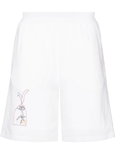 Shop Bethany Williams Embroidered Track Shorts In White