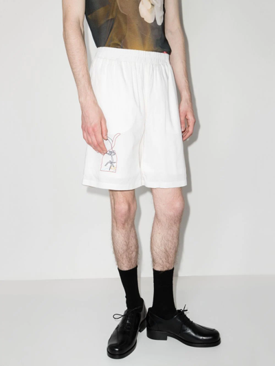 Shop Bethany Williams Embroidered Track Shorts In White