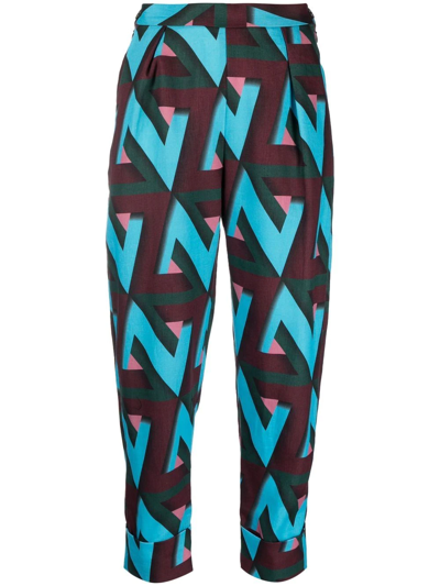 Shop Rachel Comey Westside Abstract-print Trousers In Blue